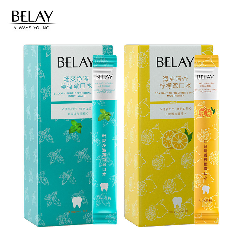 Оптовая продажа, натуральный отбеливатель для полости рта, лимон, мята, отбеливание зубов, одноразовый дорожный ополаскиватель для полости рта