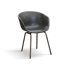 Juego de 4 sillas Carmen de cuero ecológico antracita con base de metal para oficina interior - Product Image 1
