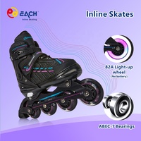 Patins à roulettes réglables professionnels EACH pour garçons et filles, taille populaire, pour enfants débutants, chaussures de patinage d'extérieur, roulettes lumineuses