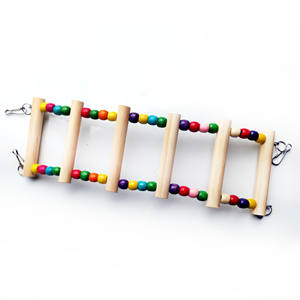 Mutlu Kuşlar İçin Ahşap Tırmanma Merdiveni Kuş <span class=keywords><strong>Stand</strong></span>ı Ahşap Boncuklu-Çoklu Boyutlarda Özel Yapım - Product Image 4