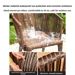 Ensemble table et chaises <span class=keywords><strong>de</strong></span> <span class=keywords><strong>jardin</strong></span> <span class=keywords><strong>en</strong></span> rotin tressé PE, résistant aux intempéries et imperméable, pour terrasse et cour - Product Image 3