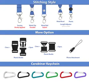 Biểu Tượng Tùy Chỉnh Nhuộm Thăng Hoa Polyester Keychain Dây Buộc Bán Buôn Cổ Dây Buộc Dây Đeo