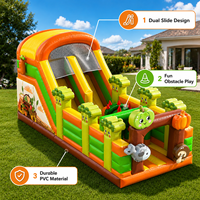 Structure gonflable commerciale à thème ferme avec toboggan et château rebondissant pour enfants, idéale pour les locations de jeux extérieurs et les fêtes