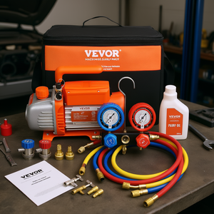 Bomba de vacío de paletas rotativas de una etapa Vevor 1/5 HP 3.5 CFM para HVAC/Aire Acondicionado, kit de refrigerante con juego de manómetros - Product Image 2