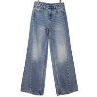 Jean en denim respirant à taille haute et jambe large pour femme, broderie boutonnée, style streetwear hip-hop, 100 % coton, hiver