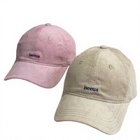 Casquette de baseball en velours côtelé brodée, style 'Dad Hat' à visière bec de canard, réglable, 6 panneaux, décontractée et sportive, pour femmes et couples