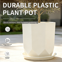 Pots à fleurs carrés en plastique PP, avec trou de drainage, durables, capacité de 21,01 L, design moderne pour la maison et le jardin