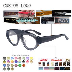 Fashion Vintage Unisex Custom Logo Design Geometric Pattern Polarized Acetate Youth <b>Sunglasses</b> Lightweight Portable Full Rim - Product Image 2