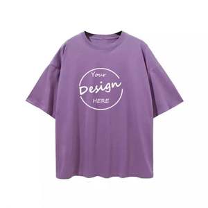 Verano Unisex venta al por mayor impreso de alta calidad de algodón ropa de calle hombro caído camisetas personalizadas en blanco de gran tamaño Casual hombres mujeres - Product Image 3