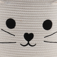 Panier de rangement multifonction en corde de coton écologique pour chatons blancs, gris et roses, organisateur portable pour enfants, jouets et vêtements