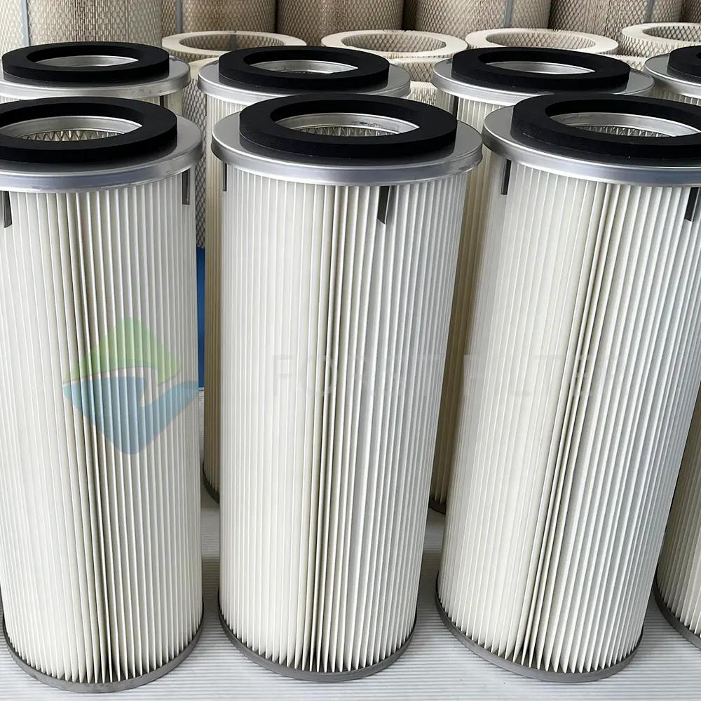 High temperature anti-static polyester high flow dust filter cartridge