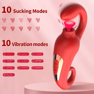 Siliconen seksspeeltjes voor volwassenen, 10 frequenties zuigende vibrerende couples tease, draagbare G-spot en clitoris stimulatie vibrator - Product Image 2