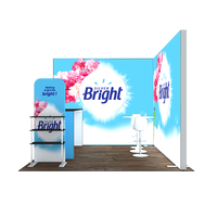 Stand d'exposition modulaire portable pour salon professionnel, éclairé latéralement, en aluminium SEG sans outil, personnalisé 10x10