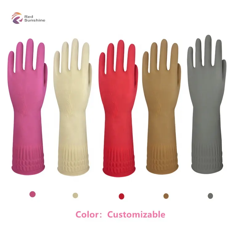 Glove Price Pink 38cm Comfortable Kitchen Cleaning Latex Long Sleeve Household Rubber Safety Hand Protection Gloves Guantes Limpieza
