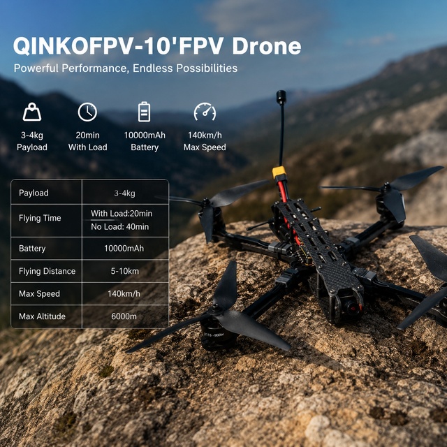 FPV Drones Night Vision 10" Ultra Light Carbon Fiber Racing Quad with Remote Control 1800TVL Camera 40min Flight Time