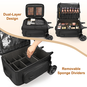 Valigia Trolley in Nylon di Grande Capacità Relavel per Trucchi, Zaino con Ruote e Quattro Piccole Borse con Cerniera, <span class=keywords><strong>Organizer</strong></span> per Attrezzi da Parrucchiere - Product Image 4
