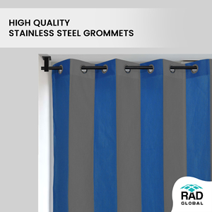 Sun Block Stripe Outdoor Curtain 180 GSM Blue Grey with Modern Dual Tone Stripes for Stylish Patio Privacy UV Protection - Product Image 3