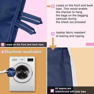 Factory Price Eco-Friendly <b>Supermarket</b> Grocery Large Lift Reusable Ripstop Polyester Reusable Shopping Folding Bag - Product Image 2