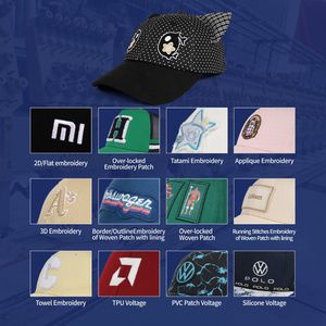 Gorro de béisbol <span class=keywords><strong>Kawaii</strong></span> de 6 paneles con logotipo personalizado de sarga de algodón con borde curvo bordado y estampado de dibujos animados personalizados con orejas - Product Image 6