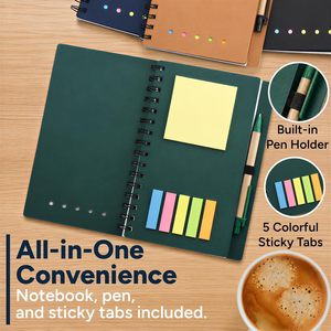 Bloc-notes en kraft avec logo personnalisable, stylo, notes adhésives, carnet à spirales, bloc-notes imprimés promotionnels, bloc-notes personnalisés avec stylo - Product Image 4
