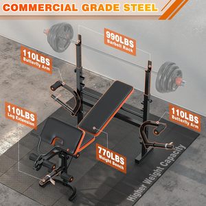 Articles très demandés : Banc de musculation pliable multifonctionnel pour la maison, avec cadre de musculation, pour développé couché, tirage vertical et rameur - Product Image 3