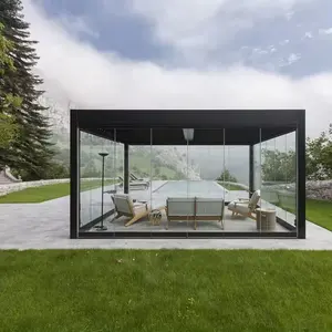 Modern style outdoor 100%water proof solar pergola motorized louver leisure garden gazebo aluminium pergolas para exterior