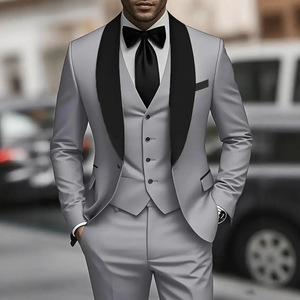 Nuevo Traje de 3 Piezas para <span class=keywords><strong>Hombre</strong></span> 2026, Corte Entallado, Blazer con Solapa, Chaleco y Pantalones, Traje Formal para Boda, Fiesta de Graduación, Esmoquin - Product Image 1