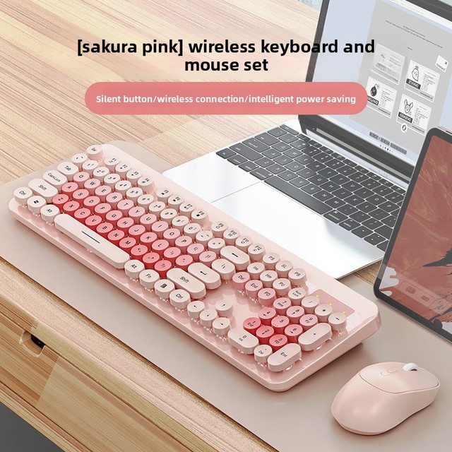 Factory Stock K73 Punk Retro Key Mixed Color Lightweight USB Wireless Keyboard Mouse Set 1600 DPI Ergonomic Cross-border