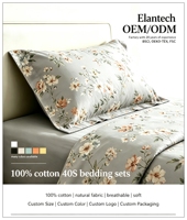 Parure de lit 100% coton avec housse de couette imprimée et drap en coton imprimé