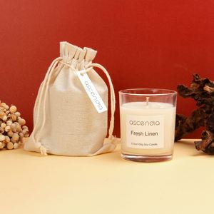 Bougie parfumée Ascendia Fresh Linen Soy 5.3oz en verre, décoration minimaliste pour la maison, aromathérapie - Product Image 1