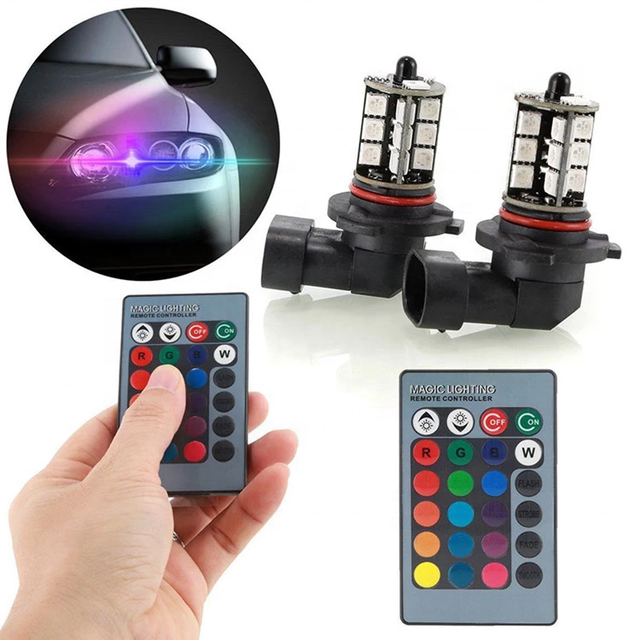 Factory supply  RGB Remote LED Fog light bulb H8 H11, available H1 H3 H4 HB3/9005 HB4/9006 H7 880 881 RGB foglight kit