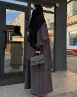 Ensemble Coordonné Personnalisé Abaya Fermée Unie Ramadân Aïd Doubaï Vente en Gros Vêtements Islamiques Fabricants Robe Musulmane pour Femme