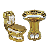 WC monobloc doré de luxe pour salle de bain, sanitaires plaqués or