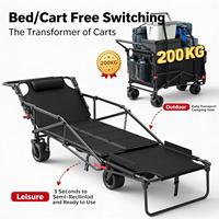 Chariot utilitaire à cadre métallique pour sorties en famille, chariot de jardin, chariot de plage portable, chariot de camping pliable à 4 roues, chariot à roulettes OEM