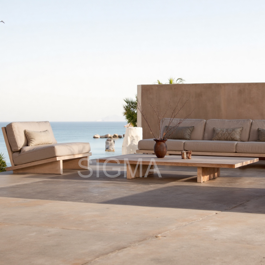 Luxury Eco-friendly Weather-Resistant Teak Wood Garden Sets for Outdoor Patio Courtyard Hotel Villa Farmhouse Park Use