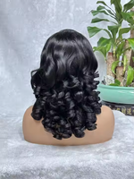 Promotion $76 13X4 lâche bouclés dentelle frontale en gros perruque de cheveux humains couleur brune 18 pouces pour les femmes noires
