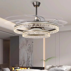 2025 Luz de ventilador de techo LED de clase alta de lujo Luz de ventilador colgante invisible para uso doméstico Inspirado en hielo para sala de estar Comedor - Product Image 5