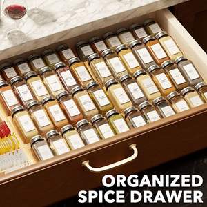 Organisateur de tiroir à épices extensible de luxe pour armoires de cuisine Organisateur de support à épices en bambou à 4 niveaux pour tiroir pour tiroirs profonds - Product Image 3