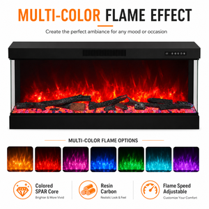 <span class=keywords><strong>Chimenea</strong></span> Eléctrica Empotrada en la Pared con Pantalla LCD y Lecho de Llama de Cristal de Colores - Product Image 2