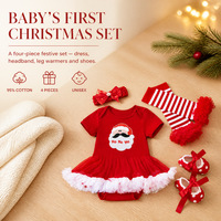 Ensemble de vêtements de Noël pour bébé, 4 pièces, tenue pour nouveau-né, 0-2 ans, hiver, dessin animé, Père Noël, coton, élasthanne, ensemble de vêtements pour nourrissons, vente en gros