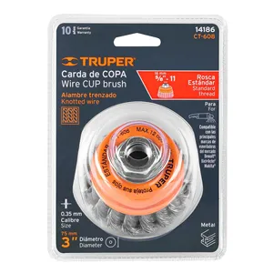 Truper 4-Unitas Fine Twisted Wire 3 'Cup Brush 5/8 '-11 Truper Shaft Cepillos de limpieza Caja - Product Image 1