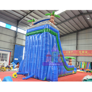 Tobogán Acuático Inflable con Diseño de Palmera Tropical, Piscina Azul de Una Sola Vía, para Adultos y Niños, Alquiler Comercial para Fiestas de Verano al Aire Libre - Product Image 5