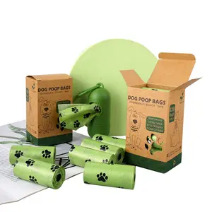 Bolsas de basura compostables biodegradables ecológicas de almidón de maíz para perros con logotipo personalizado