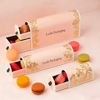 Boîte à tiroir d'emballage personnalisé de luxe pour biscuit macaron Thé de l'après-midi Desserts sucrés Boîte à macaron Cookie Emballage en papier pour aliment cadeau