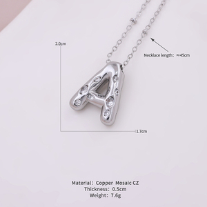 Ciondolo con scritta di moda in zircone personalizzato <span class=keywords><strong>24K</strong></span> placcato oro argento ottone rame catena gioielli collana - Product Image 2