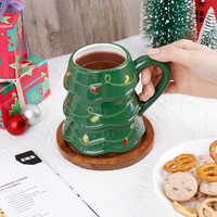 BespritGift Meilleure Vente Mug à Café Arbre de Noël Mignon Peint à la Main en 3D & Chaussette Sens du Design Coffret Cadeau Niche Mug de Noël pour Fêtes