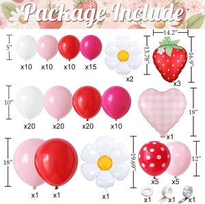 Kit Ghirlanda di Palloncini <span class=keywords><strong>a</strong></span> <span class=keywords><strong>Tema</strong></span> Fragola Ecologici Spessi da 130 Pezzi - Palloncini Rosa, Rossi e Bianchi con Design <span class=keywords><strong>a</strong></span> Cuore in Foil per Decorazioni Festa di Compleanno - Product Image 2