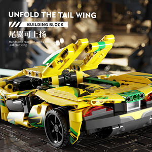 Set blok bangunan mobil Pull Back cacat 655 + buah kuning model klasik populer mainan konstruksi rakitan DIY anak-anak MJ8703 - Product Image 4