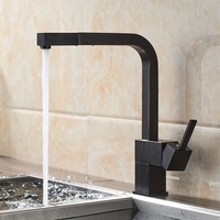 Desain Perlengkapan Sanitasi Modern Hitam Baja Tahan Karat Keran Wastafel Kamar Mandi Dapur Tarik Keluar dengan Tuas Tunggal yang Dapat Diperpanjang