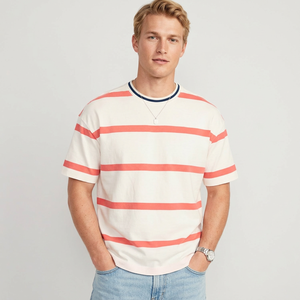 T-<span class=keywords><strong>shirt</strong></span> en coton lourd de haute qualité, surdimensionné, à col rond, avec contraste de couleurs, <span class=keywords><strong>pour</strong></span> hommes - Product Image 3